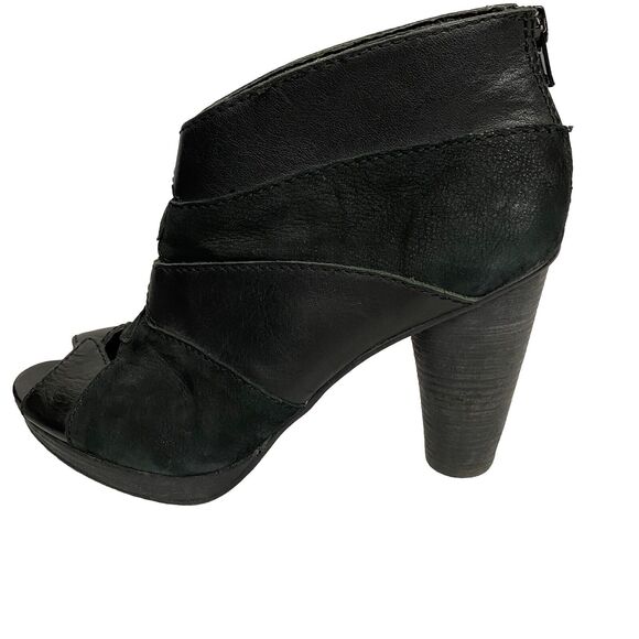 Fossil Bobbi Peep Toe Ankle Boots Booties Women’s Size 8.5 Black Leather - Picture 7 of 13